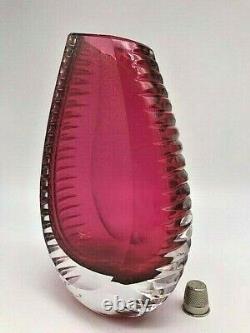 STUNNING vintage 1960 1970 Beyer & Co Germany sommerso faceted cut crystal vase