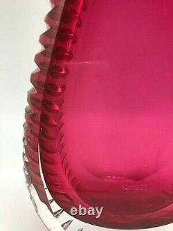 STUNNING vintage 1960 1970 Beyer & Co Germany sommerso faceted cut crystal vase