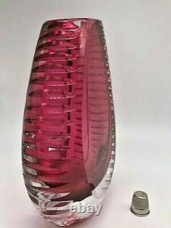 STUNNING vintage 1960 1970 Beyer & Co Germany sommerso faceted cut crystal vase