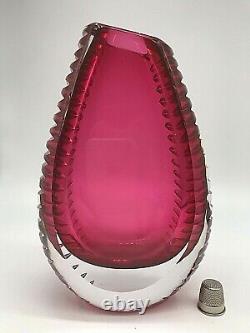 STUNNING vintage 1960-70s Beyer Kristal Germany facet hand cut lead crystal vase