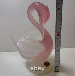 STUNNING vintage 1960 Murano Archimede Seguso alabastro glass crested swan bird