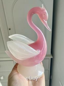 STUNNING vintage 1960 Murano Archimede Seguso alabastro glass crested swan bird