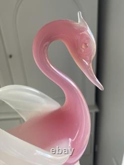 STUNNING vintage 1960 Murano Archimede Seguso alabastro glass crested swan bird STUNNING vintage 1960 Murano Archimede Seguso alabastro glass crested swan bird