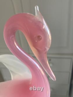 STUNNING vintage 1960 Murano Archimede Seguso alabastro glass crested swan bird