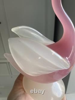 STUNNING vintage 1960 Murano Archimede Seguso alabastro glass crested swan bird