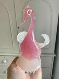 STUNNING vintage 1960 Murano Archimede Seguso alabastro glass crested swan bird
