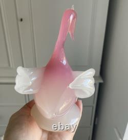STUNNING vintage 1960 Murano Archimede Seguso alabastro glass crested swan bird