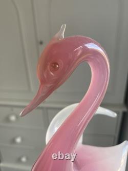 STUNNING vintage 1960 Murano Archimede Seguso alabastro glass crested swan bird