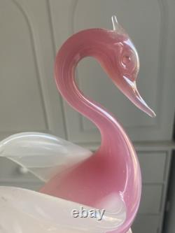 STUNNING vintage 1960 Murano Archimede Seguso alabastro glass crested swan bird