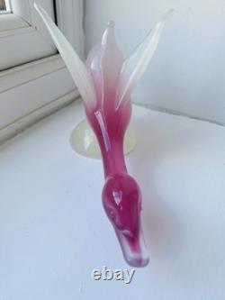 STUNNING vintage 1960's Murano Archimede Seguso LABEL alabastro glass swan bird
