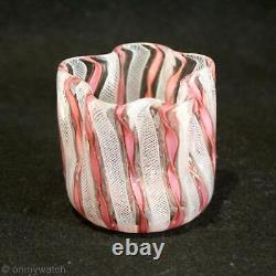 SWEET Vtg MURANO? ZANFIRICO Toothpick Holder Vase LATTICINO ArT GLaSs Italy