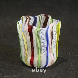 SWEET Vtg MURANO? ZANFIRICO Toothpick Holder Vase LATTICINO ArT GLaSs Italy