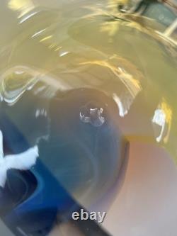 Salamandra Art Glass Hand Blown Art Glass Pink Multicolor Rondel Suncatcher'97