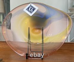 Salamandra Art Glass Hand Blown Art Glass Pink Multicolor Rondel Suncatcher'97