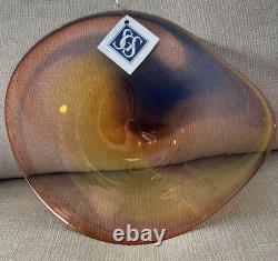 Salamandra Art Glass Hand Blown Art Glass Pink Multicolor Rondel Suncatcher'97