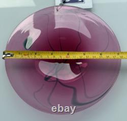 Salamandra Studio Art Glass Hand Blown Pink Swirl Rondel Window Suncatcher'99