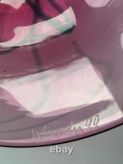 Salamandra Studio Art Glass Hand Blown Pink Swirl Rondel Window Suncatcher'99