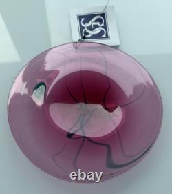 Salamandra Studio Art Glass Hand Blown Pink Swirl Rondel Window Suncatcher'99