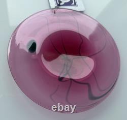 Salamandra Studio Art Glass Hand Blown Pink Swirl Rondel Window Suncatcher'99