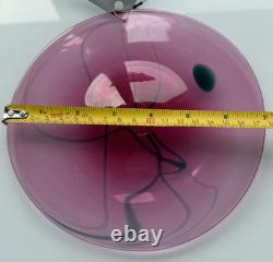 Salamandra Studio Art Glass Hand Blown Pink Swirl Rondel Window Suncatcher'99