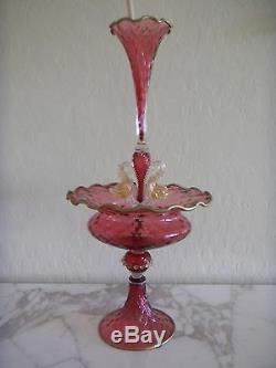 Salviati Antique Venetian Art Glass Two Piece Compote