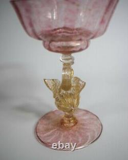 Salviati Venetian Murano Champagne Glass, Pink/Gold