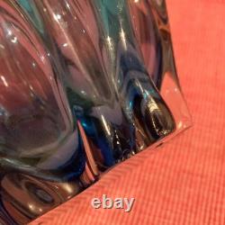 Sanyu Glass (Japan) Art Glass Vase in Blue and Pink Ombre Mid century art glass