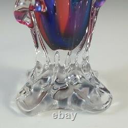 Sanyu or Iwatsu Japanese Pink, Purple & Blue Glass Vase
