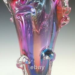 Sanyu or Iwatsu Japanese Pink, Purple & Blue Glass Vase