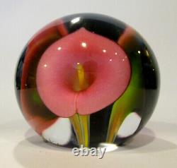 Scott Bayless Paperweight Clear with Pink Cali Lily Nu 52