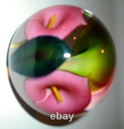 Scott Bayless Paperweight Clear with Pink Cali Lily Nu 52