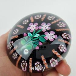 Scottish Borders Art Glass Paperweight By Peter Holmes Pink Flowers