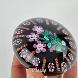 Scottish Borders Art Glass Paperweight By Peter Holmes Pink Flowers