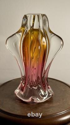 Sef Hospodka, Chribská, Cranberry Amber Sommerso, Mid-Century Czech Glass, 23cm