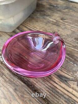 Seguso (Archimede) 1940s-1950s Pink Bowl Made In Murano Italy HTF Very Heavy