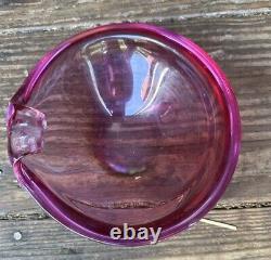 Seguso (Archimede) 1940s-1950s Pink Bowl Made In Murano Italy HTF Very Heavy