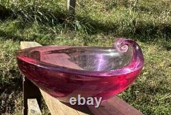 Seguso (Archimede) 1940s-1950s Pink Bowl Made In Murano Italy HTF Very Heavy