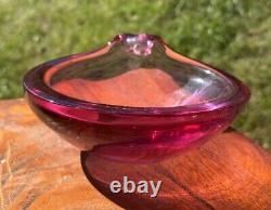 Seguso (Archimede) 1940s-1950s Pink Bowl Made In Murano Italy HTF Very Heavy