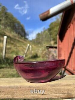 Seguso (Archimede) 1940s-1950s Pink Bowl Made In Murano Italy HTF Very Heavy
