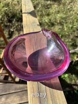 Seguso (Archimede) 1940s-1950s Pink Bowl Made In Murano Italy HTF Very Heavy