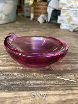 Seguso (Archimede) 1940s-1950s Pink Bowl Made In Murano Italy HTF Very Heavy