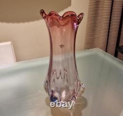 Seguso Murano Glass Vase Mid-Century Pink Sommerso Italian Art