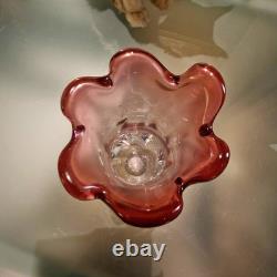 Seguso Murano Glass Vase Mid-Century Pink Sommerso Italian Art