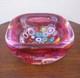 Seguso Murano Millefiori Flower Canes Italian Art Glass Pink Incalmo Rim Bowl