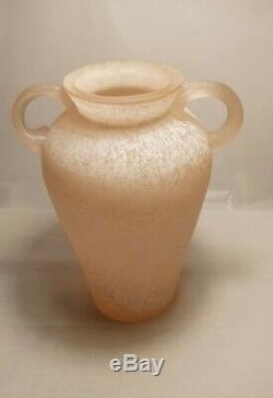 Seguso Vetri d'Arte Large Murano'Scavo' Sommerso Art Glass Pink Vase Mint