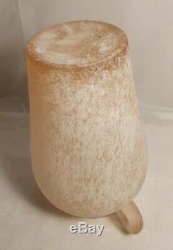 Seguso Vetri d'Arte Large Murano'Scavo' Sommerso Art Glass Pink Vase Mint