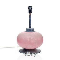 Seguso Vetri d'Arte XL Pink Scavo Glass & Verdigris Bronze Table Lamp Murano