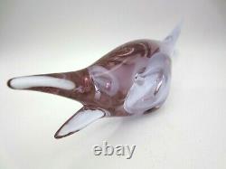 Seguso fish figure pink blue alexandrite 50s vintage Murano Italian art glass