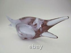 Seguso fish figure pink blue alexandrite 50s vintage Murano Italian art glass