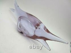 Seguso fish figure pink blue alexandrite 50s vintage Murano Italian art glass